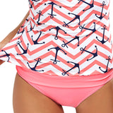 Keyhole Neck Anchor Printed Tankini Swimwear